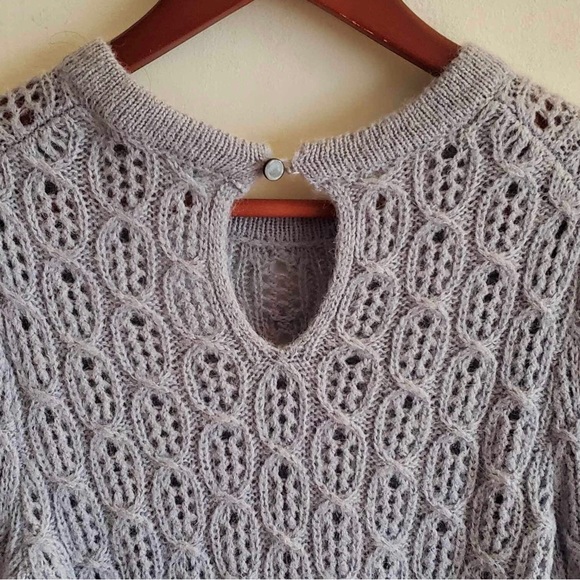 J Crew Balloon-sleeve cable-knit sweater Dusty Sky Blue XS - Picture 9 of 9